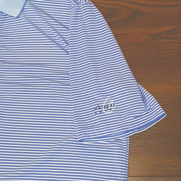 RLX Ralph Lauren Golf Polo Mens Blue Stripe Performance Activewear Country Club - Picture 4 of 6